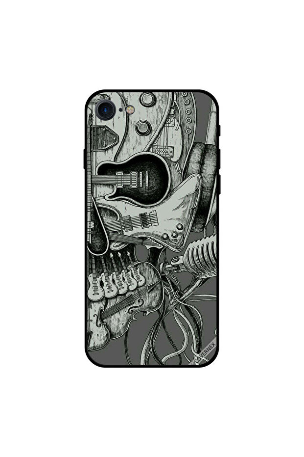 غطاء حماية لجهاز iPhone 7 برسومات جمجمة موسيقية