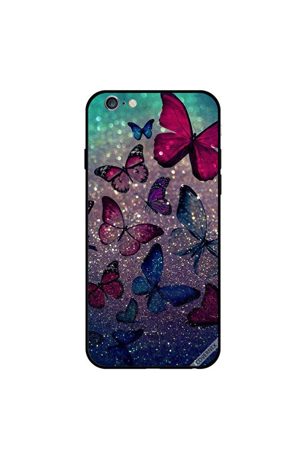 غطاء حماية لهاتف iPhone 6 Plus برسومات لامعة وفراشات