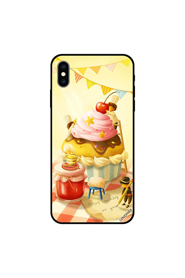 غطاء حماية لجهاز iPhone X بتصميم كعكة عيد ميلاد