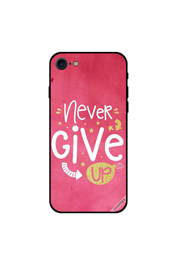غطاء حماية لجهاز iPhone 8 باللون الوردي Never Give Up