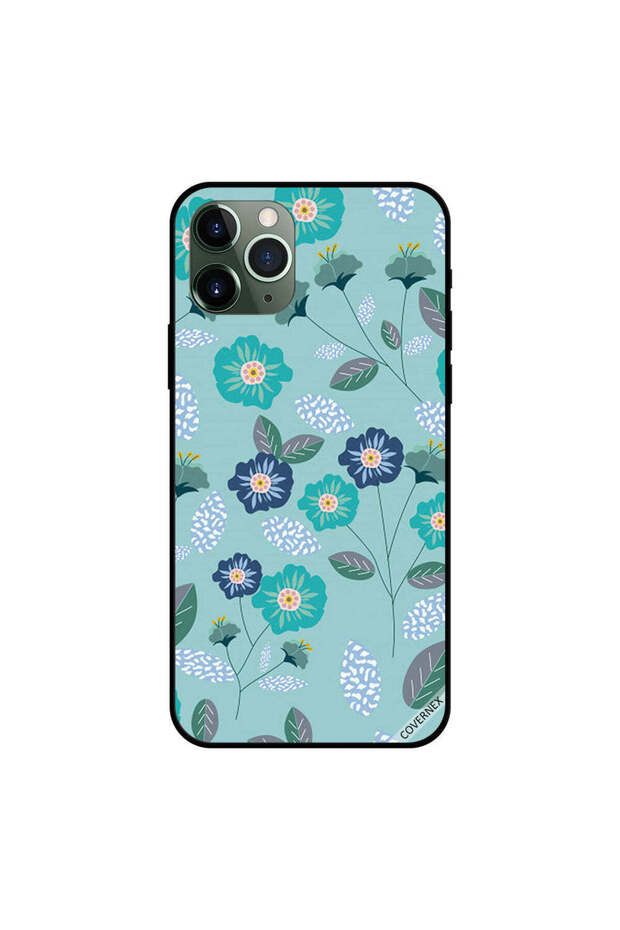 غطاء حماية لجهاز iPhone 11 Pro Max بنقشة زهور زرقاء