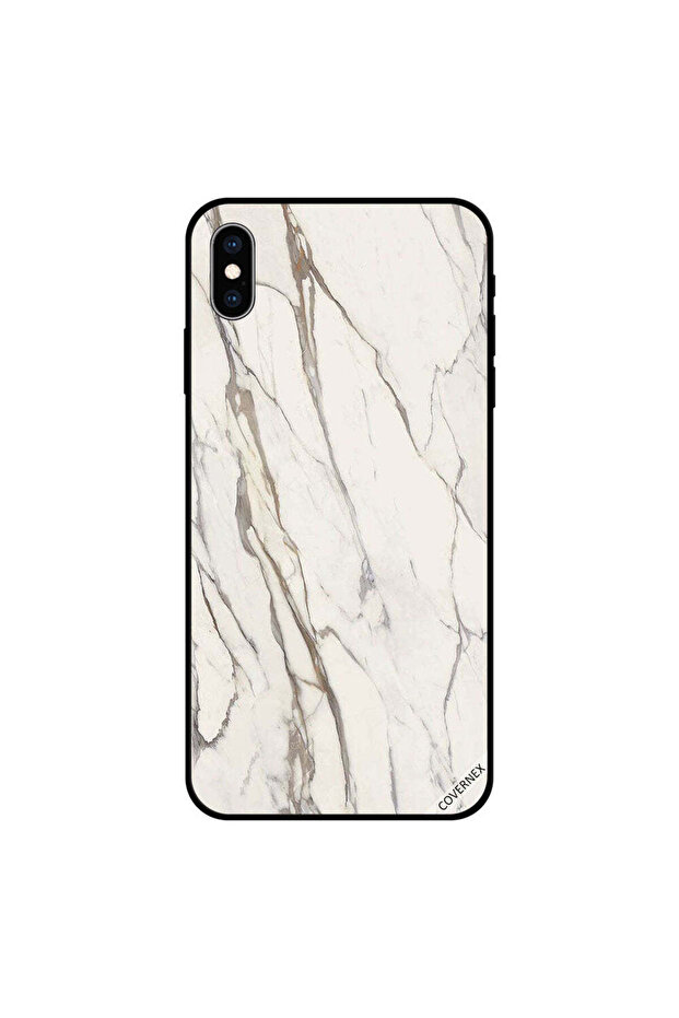 غطاء حماية لجهاز iPhone X بنمط رخام أبيض متشقق