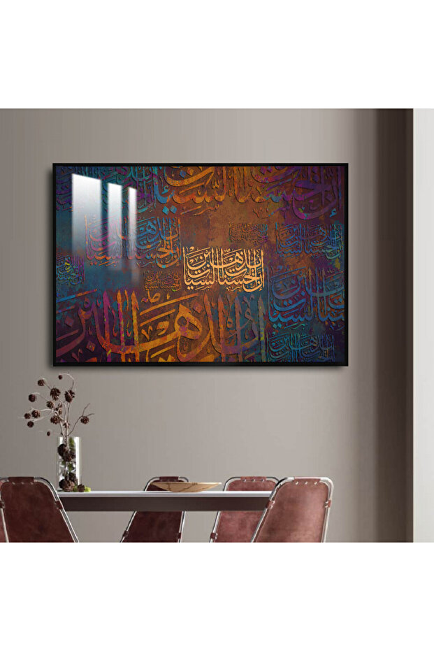 Luxury wooden wall panel with black frame and clear acrylic layer