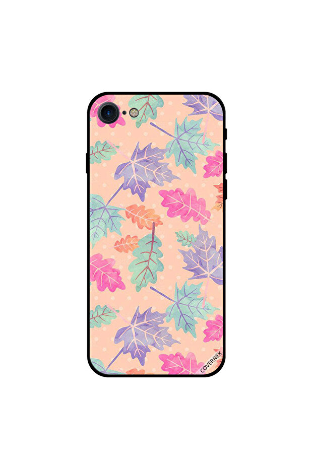iPhone 7 Case Cover Green Blue Pink & Orange Leaves Pattern