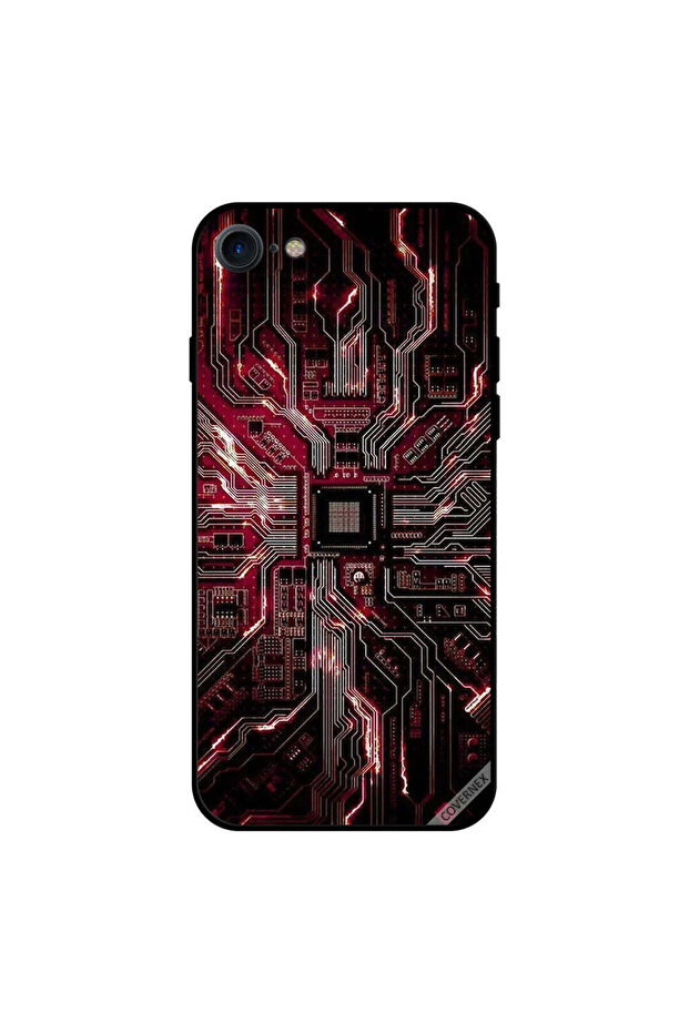 غطاء حماية لجهاز iPhone 8 دائري باللون الأحمر