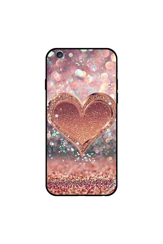 غطاء حماية لهاتف iPhone 6s Plus بتصميم قلب ذهبي لامع