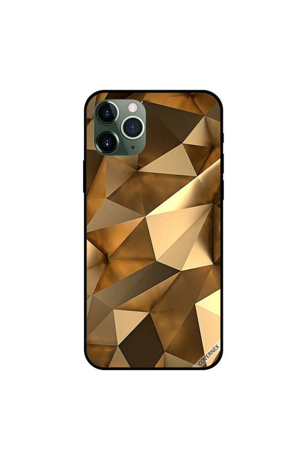 غطاء حماية لجهاز iPhone 11 Pro Max بتصميم مثلث ذهبي