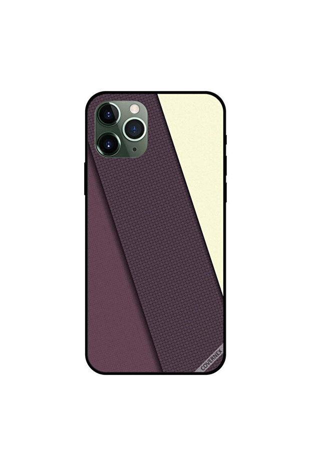 غطاء حماية لجهاز iPhone 11 Pro Max بنمط مخطط بنفسجي داكن