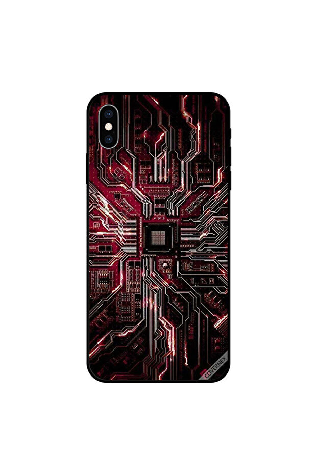 iPhone XS MAX Case Cover Board Circut Red