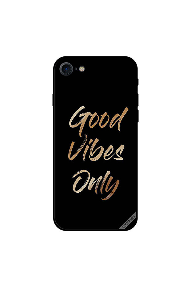 غطاء حماية لجهاز iPhone 8 - Good Vibes Only - ذهبي