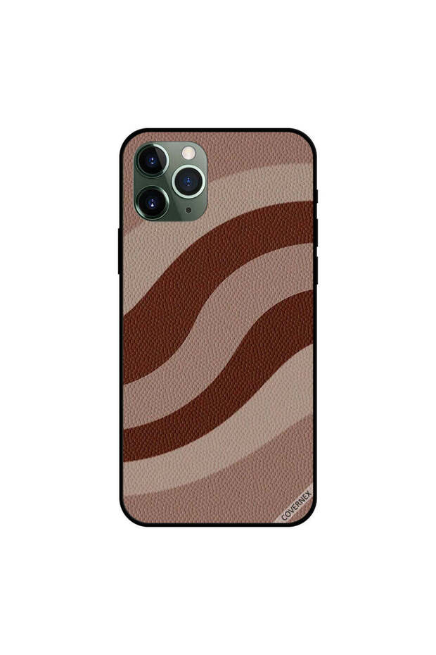 غطاء حماية لجهاز iPhone 11 Pro Max بنقشة جلد الخوخ والبني