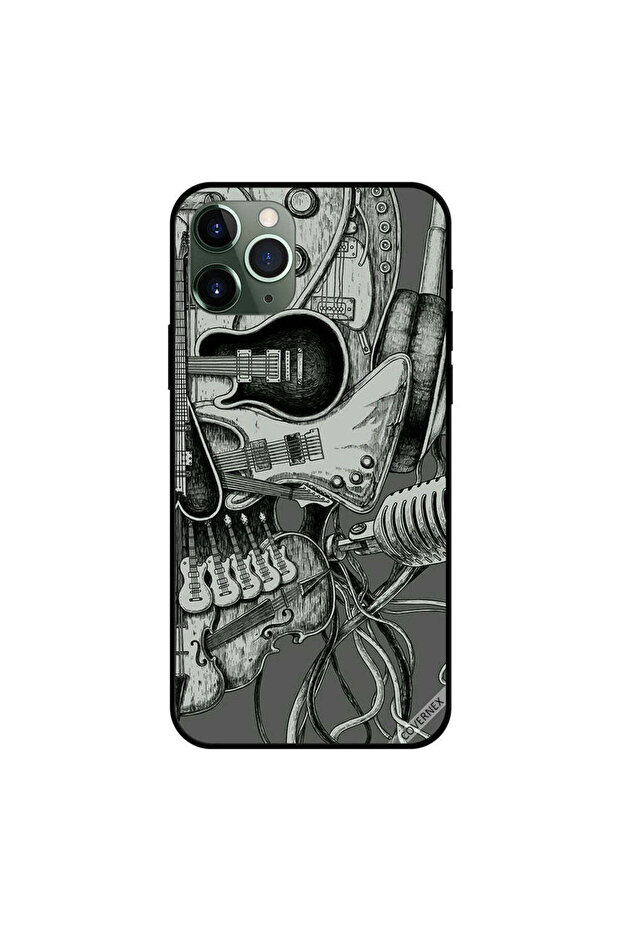 غطاء حماية لجهاز iPhone 11 Pro Max بتصميم جمجمة موسيقية