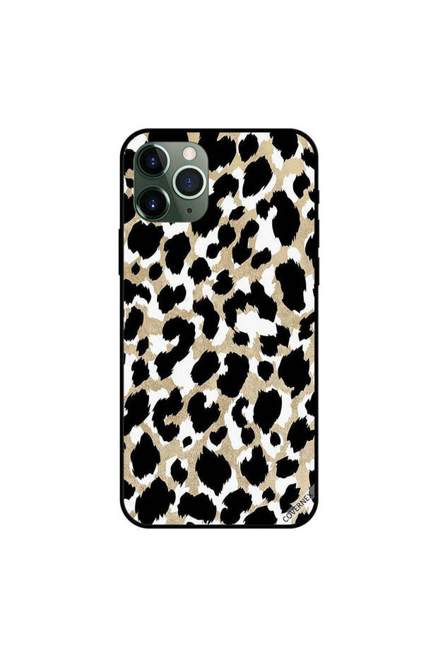 غطاء حماية لجهاز iPhone 11 Pro بنقشة جلد النمر باللون الأسود - 1