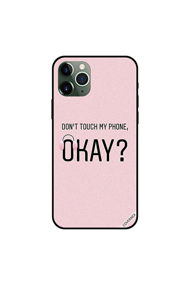 غطاء حماية لجهاز iPhone 11 Pro Max مكتوب عليه "لا تلمس هاتفي"