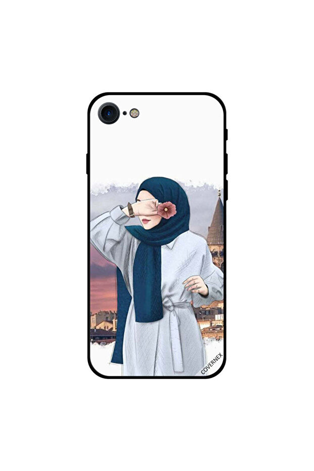 غطاء حماية لجهاز iPhone 7 يحمل زهرة في يده بينما يخفي عينيها