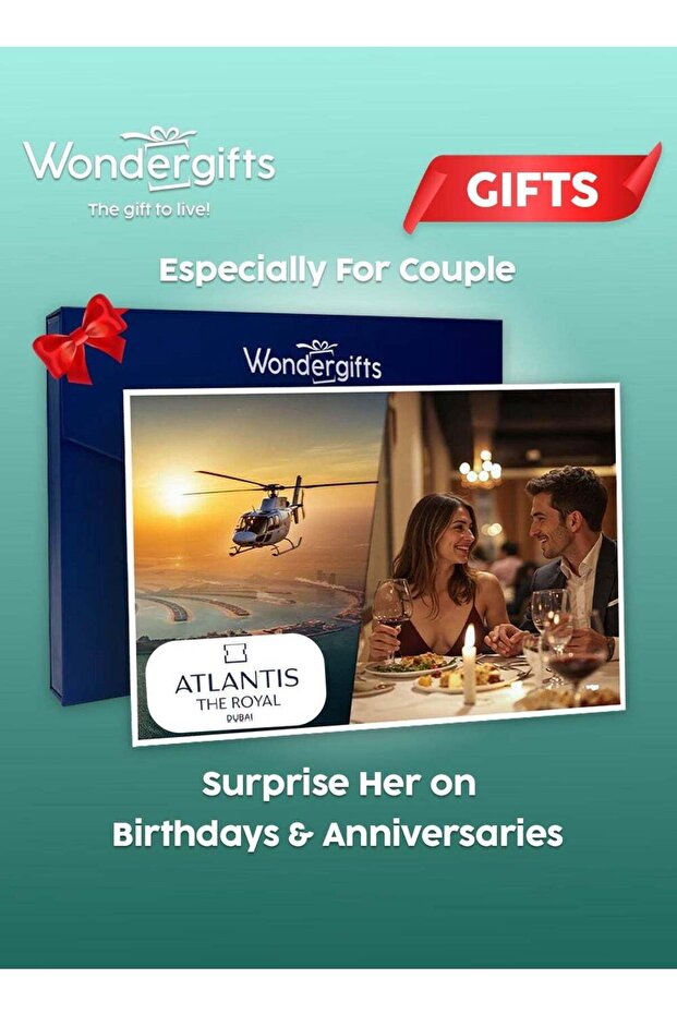 Helicopter Tour + Dinner for Two at Atlantis The Royal | Romantic Experience Gift For Her | Ideal Bi