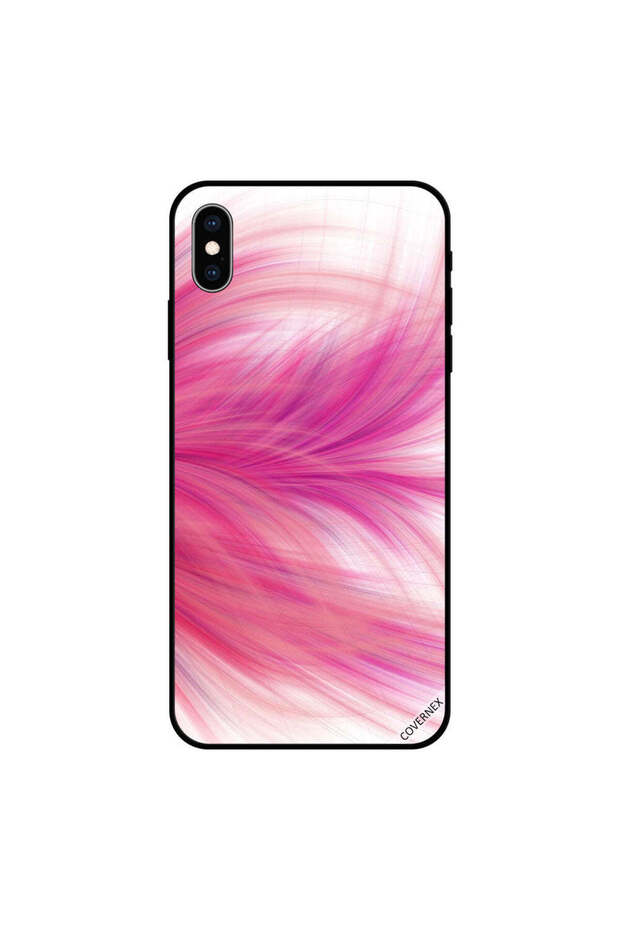 غطاء حماية لجهاز iPhone X بطبعة ريشة وردية