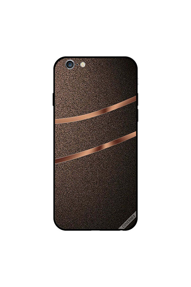 غطاء حماية لجهاز iPhone 6 Plus بنمط شريطين ذهبيين