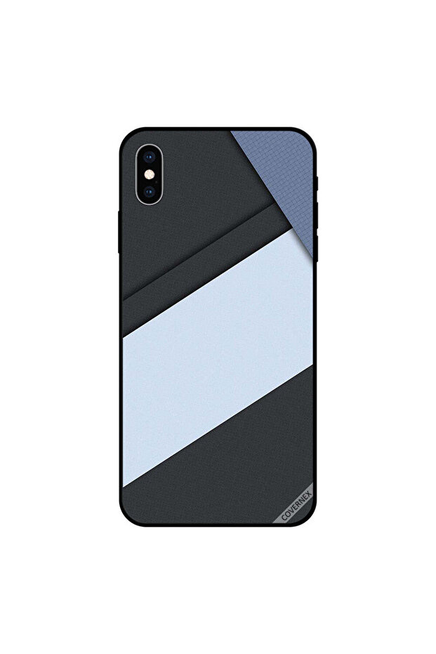 غطاء حماية لجهاز iPhone XS بنمط خطوط سوداء وبيضاء