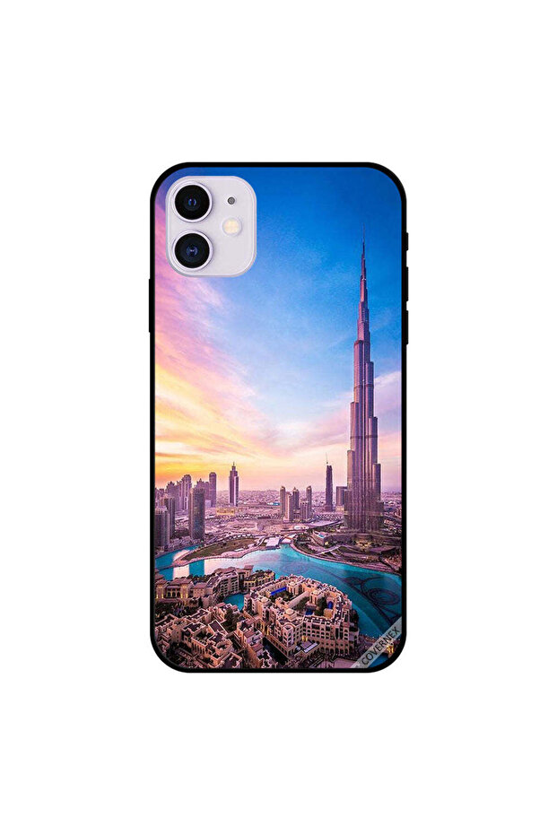 غطاء حماية لجهاز iPhone 11 - غيوم مشمسة وانعكاسات على برج خليفة
