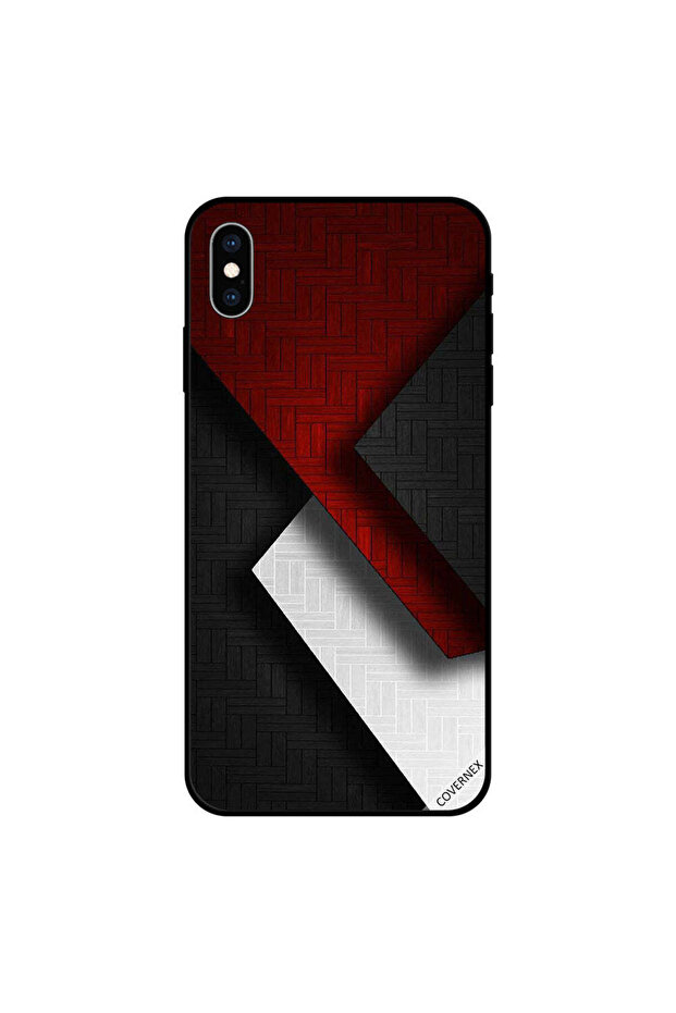 غطاء حماية لجهاز iPhone XS MAX بنقشة أحمر وأبيض وأسود