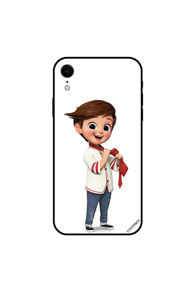 غطاء حماية لهاتف iPhone XR بتصميم فتى لطيف مع ربطة عنق