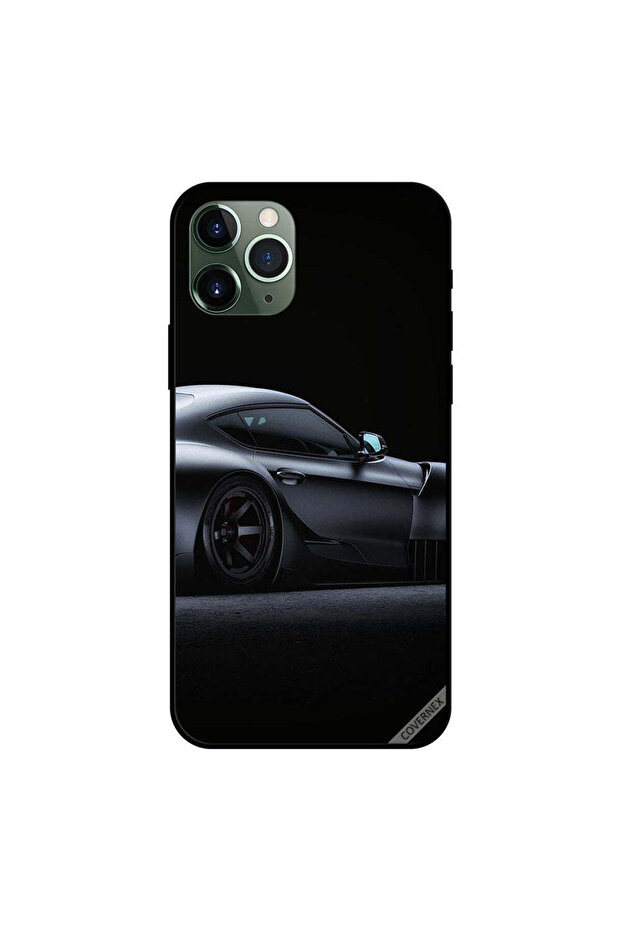 غطاء حماية لجهاز iPhone 11 Pro باللون الأسود والرمادي وسيارة
