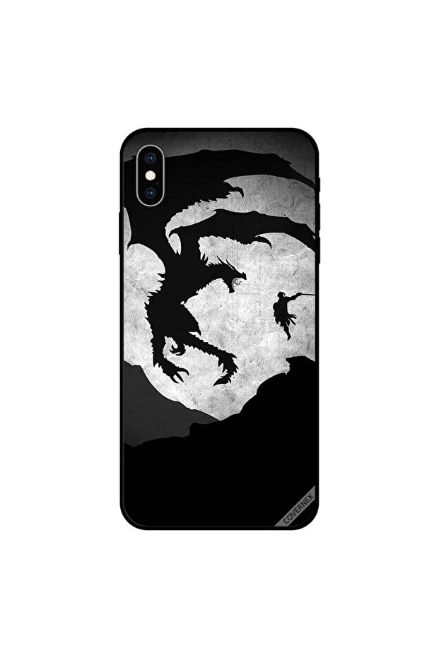 غطاء حماية iPhone X بتصميم تنين ورجل