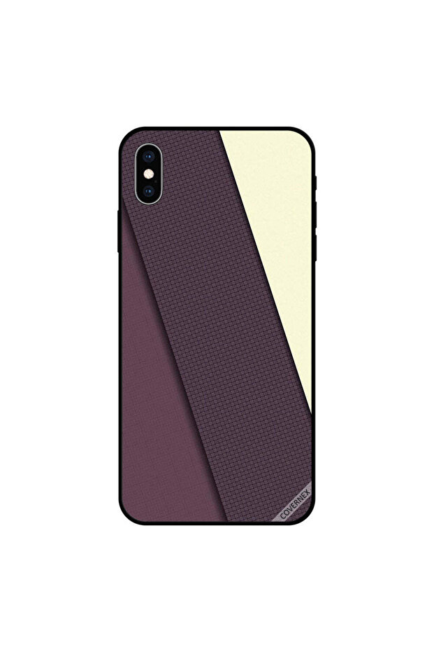 غطاء حماية iPhone X بنمط مخطط باللون الأرجواني الداكن
