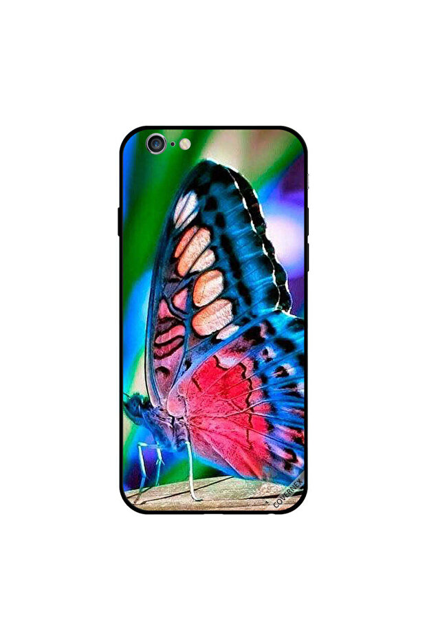 غطاء حماية لجهاز iPhone 6s Plus بتصميم فراشة باللونين الأحمر والأزرق