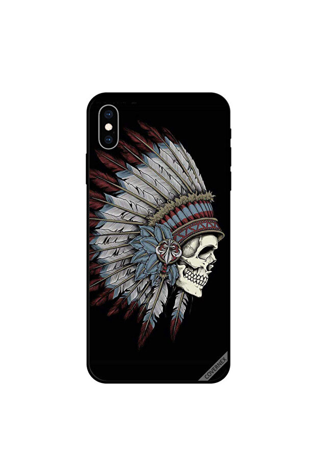 غطاء حماية iPhone X بتصميم جمجمة ريشية