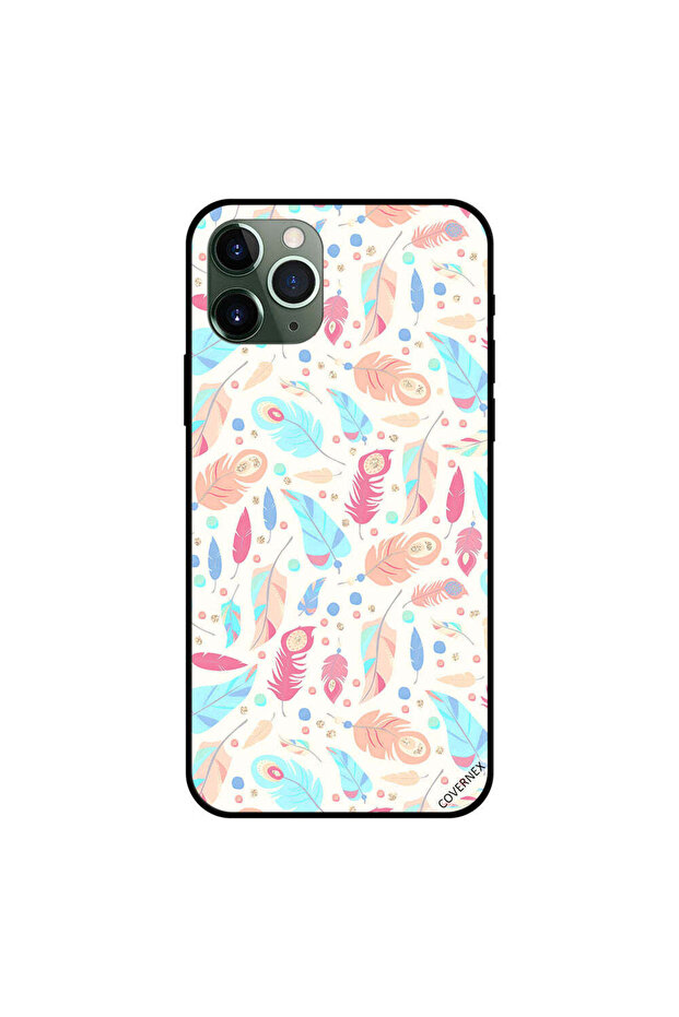 غطاء حماية لجهاز iPhone 11 Pro Max بطبعة ريش متعددة الألوان