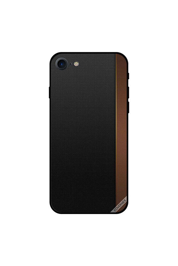 غطاء حماية لجهاز iPhone 8 بنمط جلدي بني وأسود