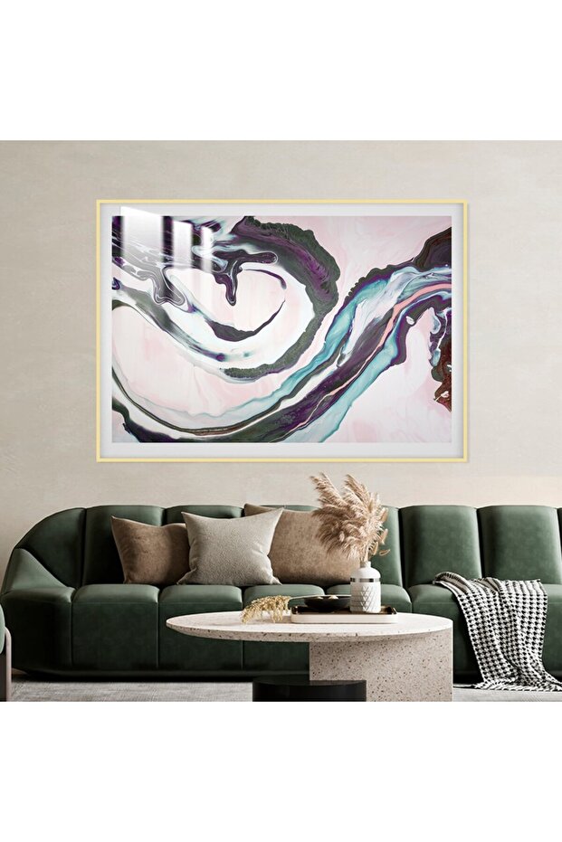 Luxury wooden wall panel with a golden frame and a clear acrylic layer