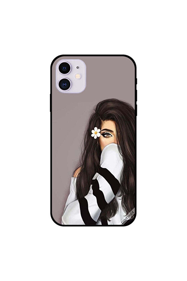 غطاء حماية لجهاز iPhone 11 وردة بيضاء في أذنها