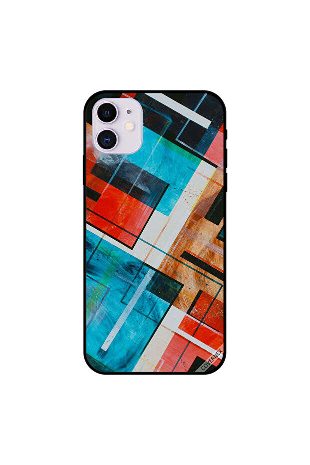 غطاء حماية لهاتف iPhone 11 بنمط مربع ملون - 1
