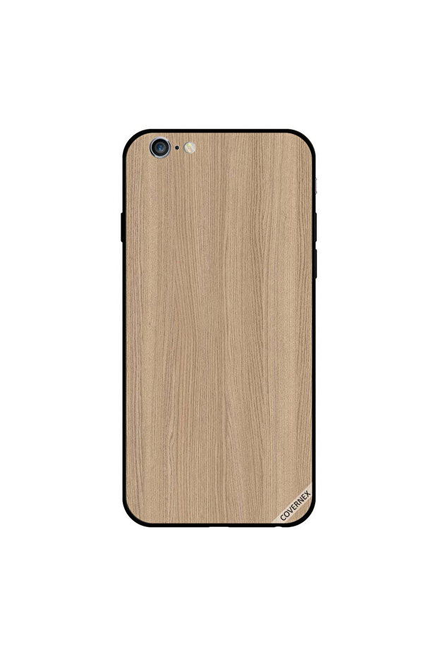 غطاء حماية لجهاز iPhone 6 Plus بني فاتح بنمط خشبي عادي