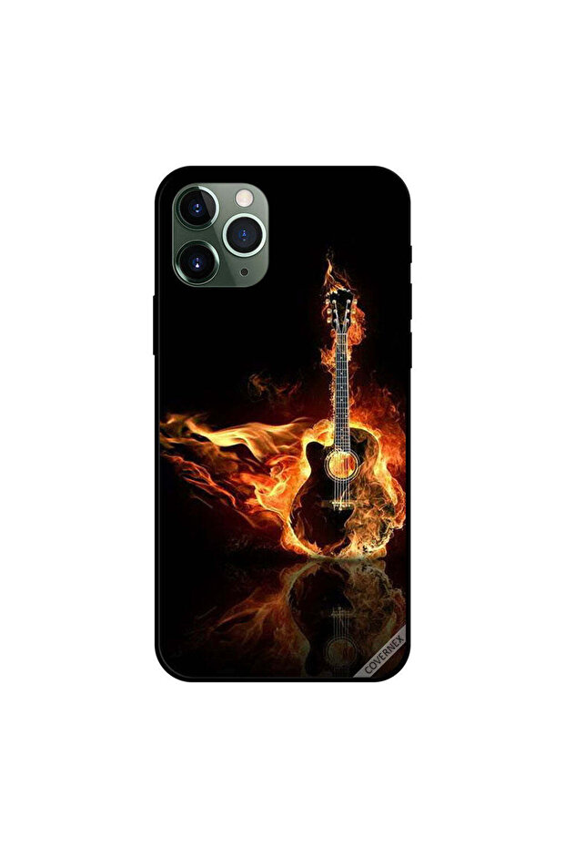 غطاء حماية لجهاز iPhone 11 Pro Max بتصميم جيتار ناري