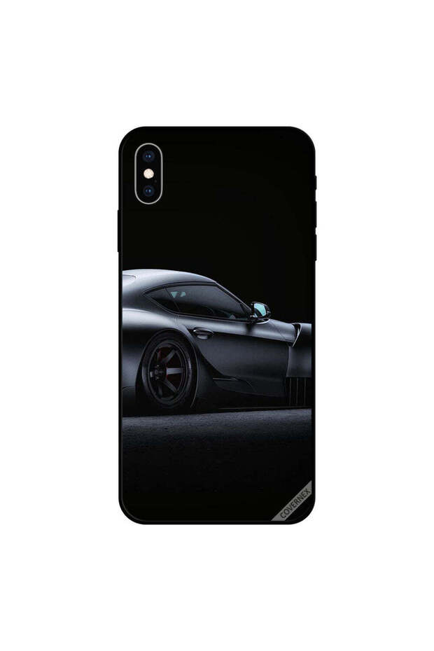 غطاء حماية لهاتف iPhone XS MAX أسود ورمادي وسيارة