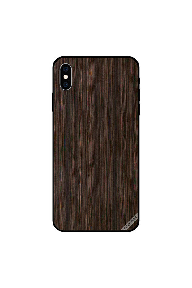 غطاء حماية لجهاز iPhone XS MAX بخطوط عمودية ونمط خشبي
