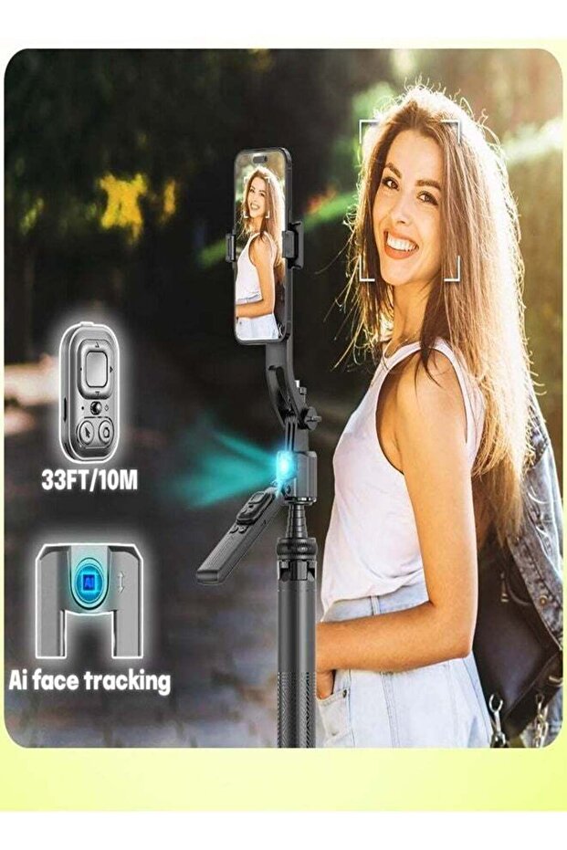 P10 AI Face Tracking Tripod with Gesture Control, 360° Rotating Selfie Stick, Adjustable Stand for