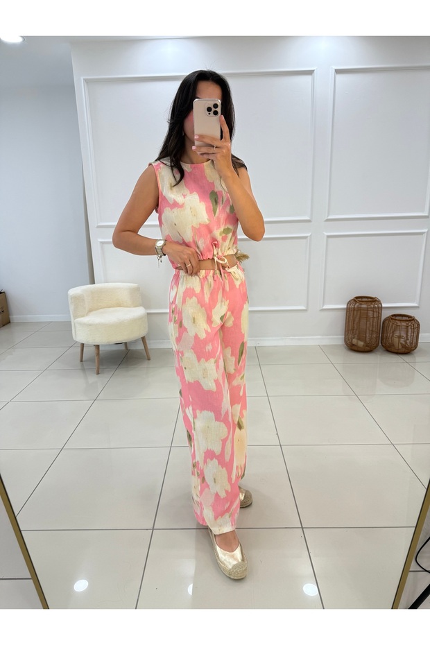 Pembe Keten Bluz - 3