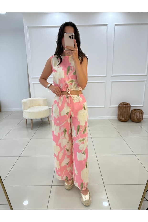 Pembe Keten Bluz - 2