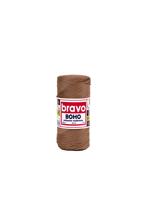 Boho Polyester Macrame Yarn 2 mm 200 Gr 230 Meters No: 4 (Color Code: 3)8 Camel - 2