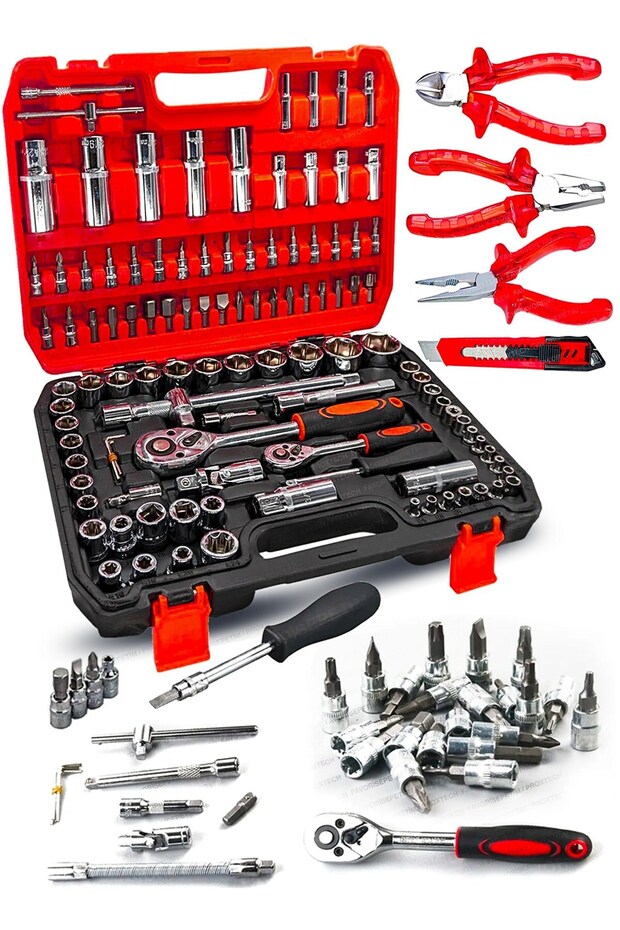 Profesyonel 112 Parça Çok Fonksiyonlu 1/2 Ve 1/4 Cırcırlı Lokma Anahtar Takımı Bits Uç Penseli Set - 1