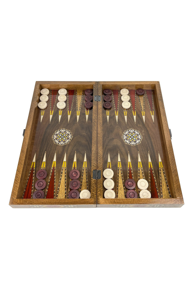 Şam İşi Marküteri İşlemeli Kakma Ahşap Tavla Takımı - Model 2 - 3
