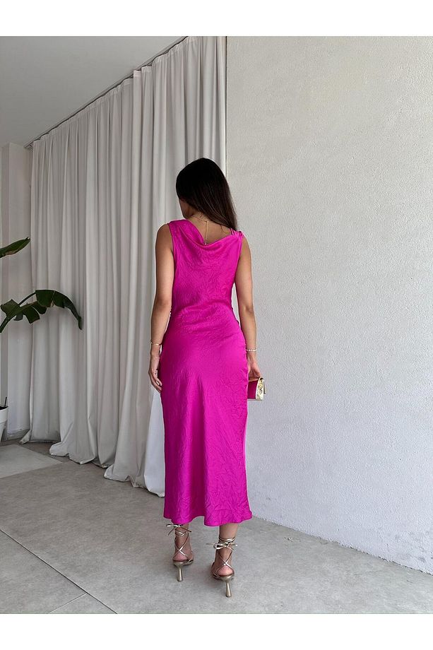 ALEX Midi Elbise 5819 - Fuşya - 3