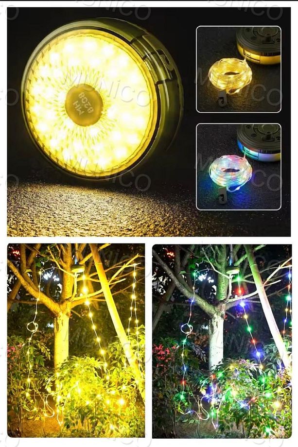 LED Şerit Işık Kamp Feneri Şarj Edilebilir 8 Aydınlatma Mod 2'si 1 Arada Taşınabilir Dış Mekan Işığı - 1