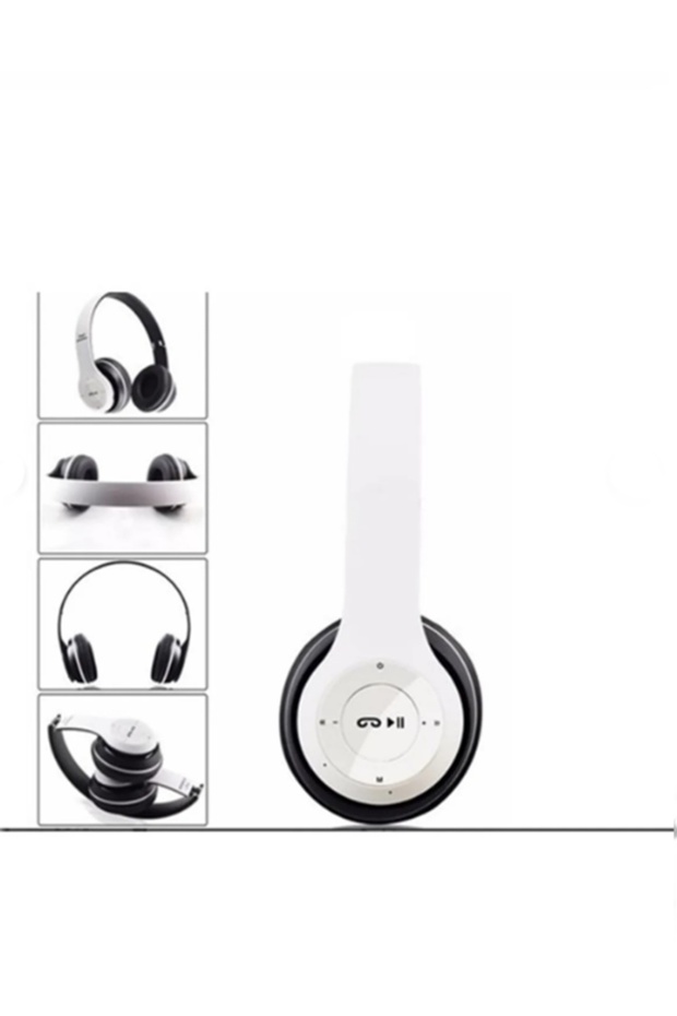 Kablosuz Kulak Üstü Bluetooth Kulaklık Şarjlı Mikrofonlu Hafif Tasarım Beyaz - 1