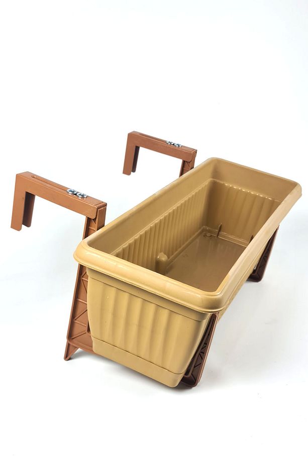 Ayarlanabilir Askılı Balkon Saksısı 11lt 50cm 2 Adet Askı Dahil Kahverengi AH046Ü - 2